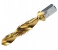 02c) M4 x 0.7 HSS TiN Combined Hex Drill & Tap Made by Volkel